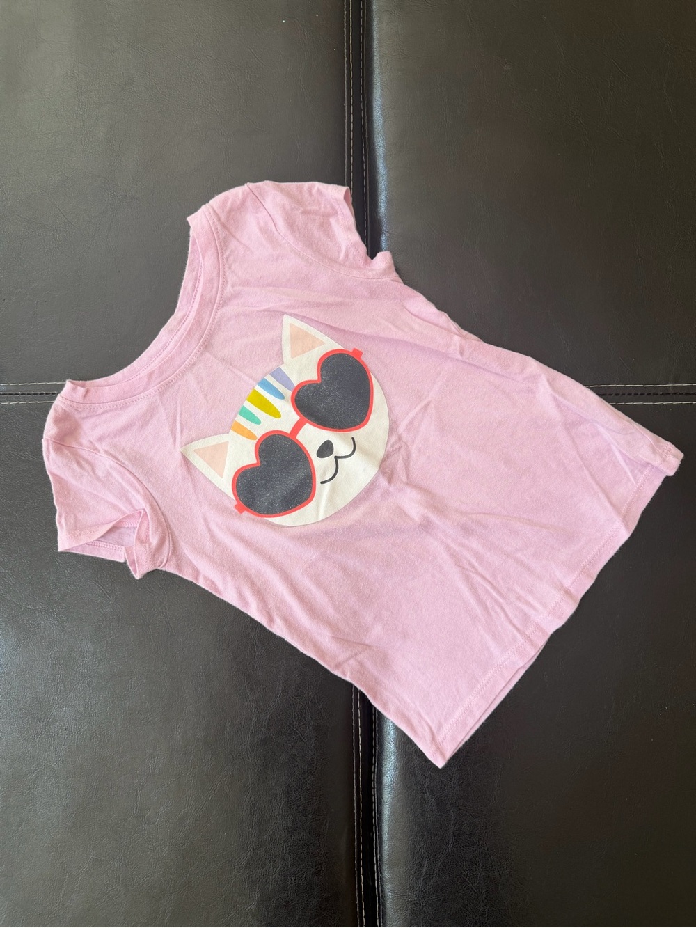 Cat & Jack - Light Pink Tee with Cat and Heart Sunglasses